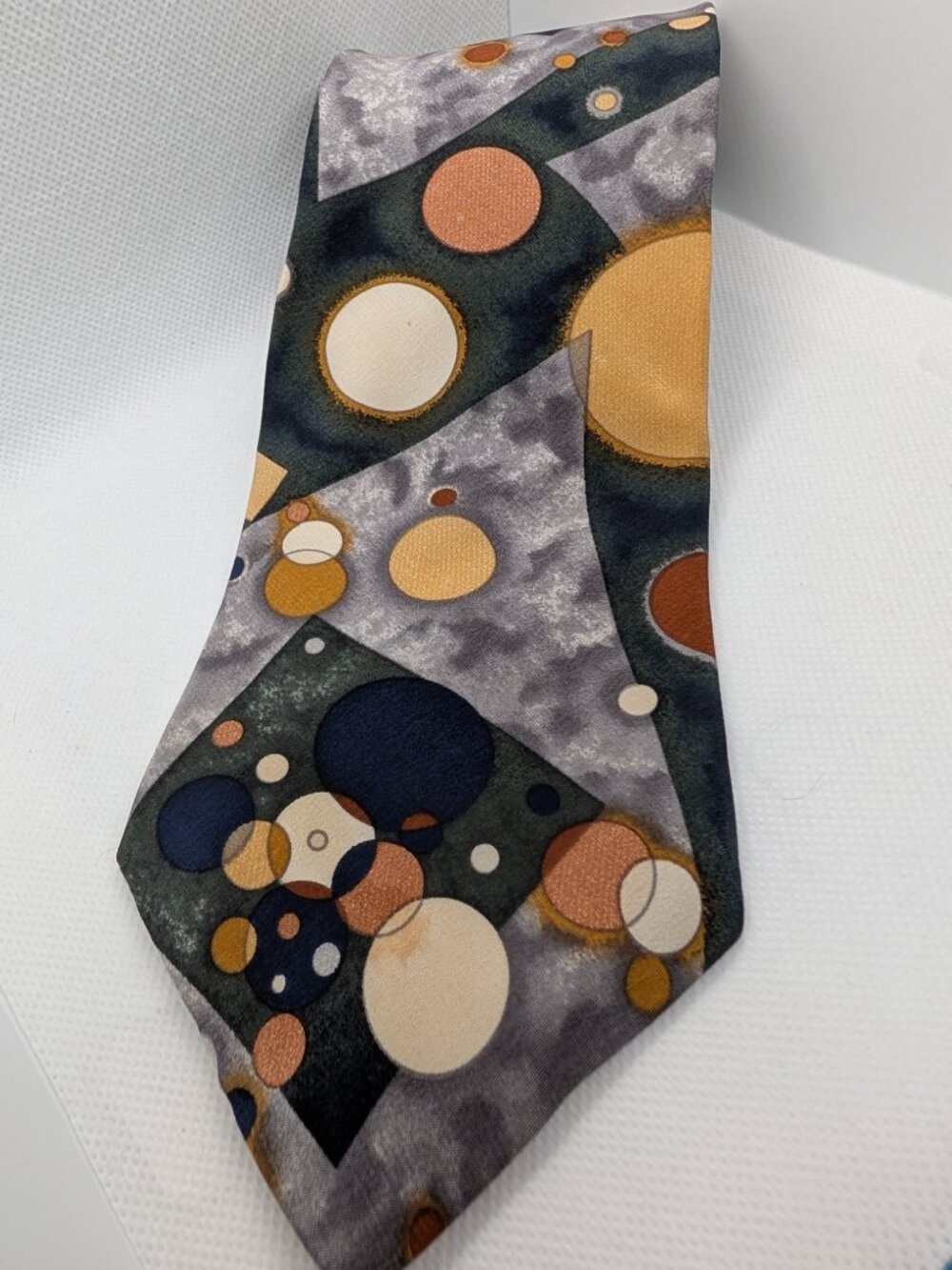 Vintage Andre Valetino handmade Men's Silk Tie Abstract Polka Dot Multicolor 59"